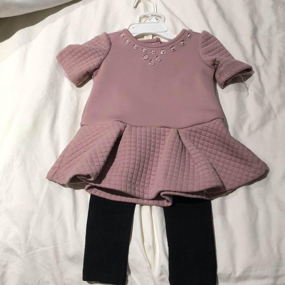 Max Studio 12m peach peplum top leggings worn once